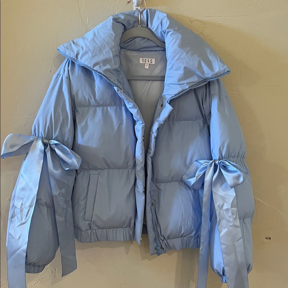 TCEC Light Blue Puffer Jacket with Bow Details